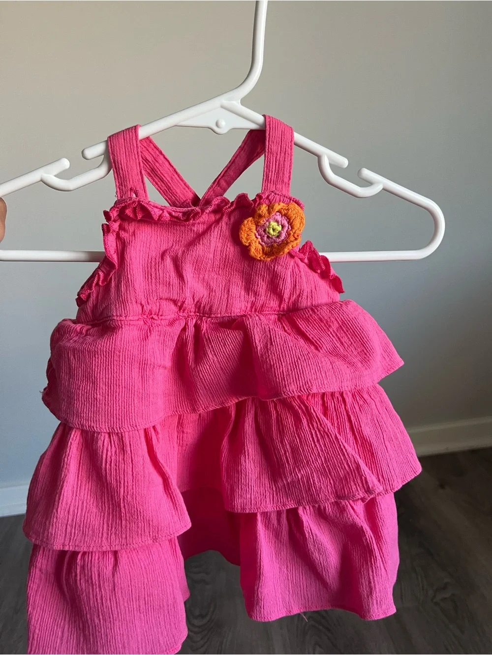 OshKosh B'gosh Hot Pink Tiered Ruffle Jumper with Flower